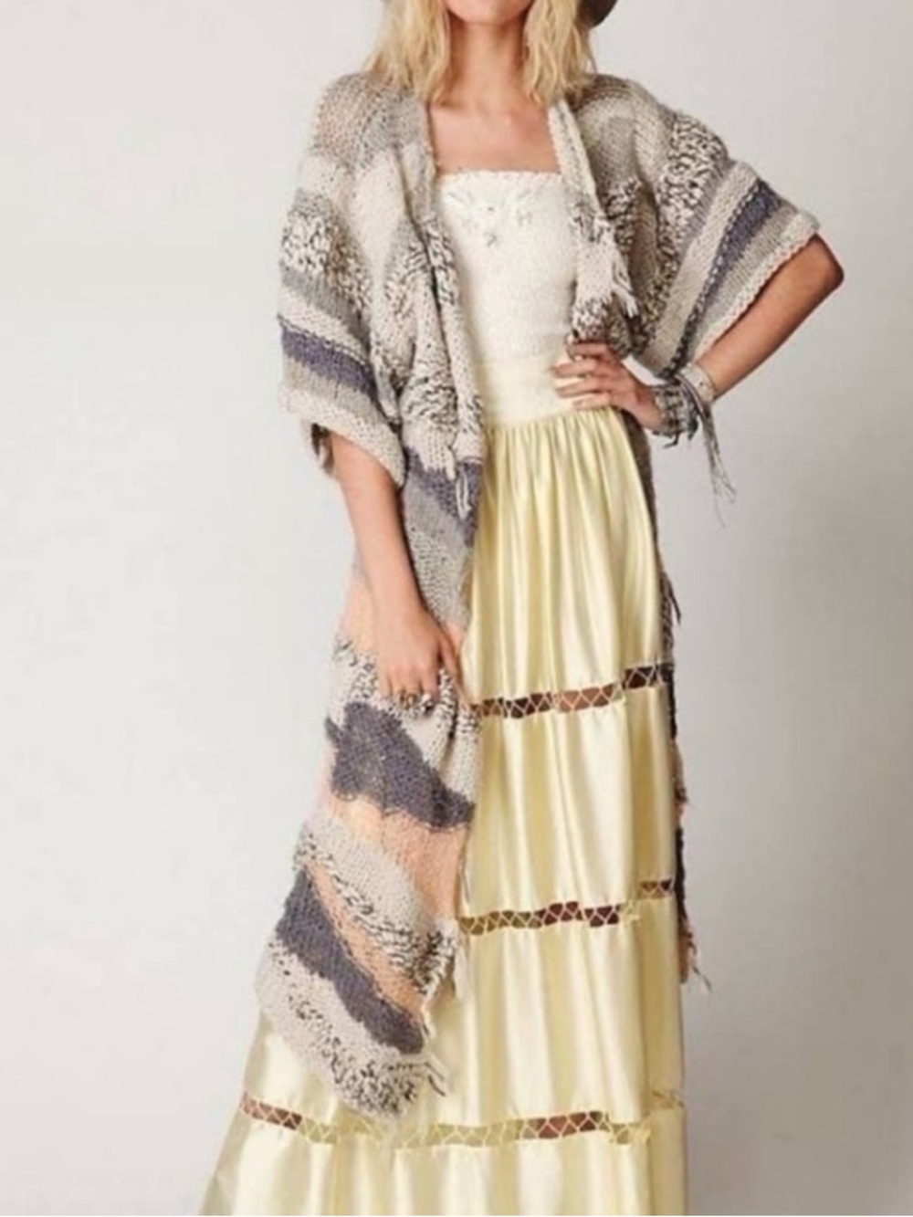 FREE PEOPLE Chunky Knit Sweater Duster, Size Large